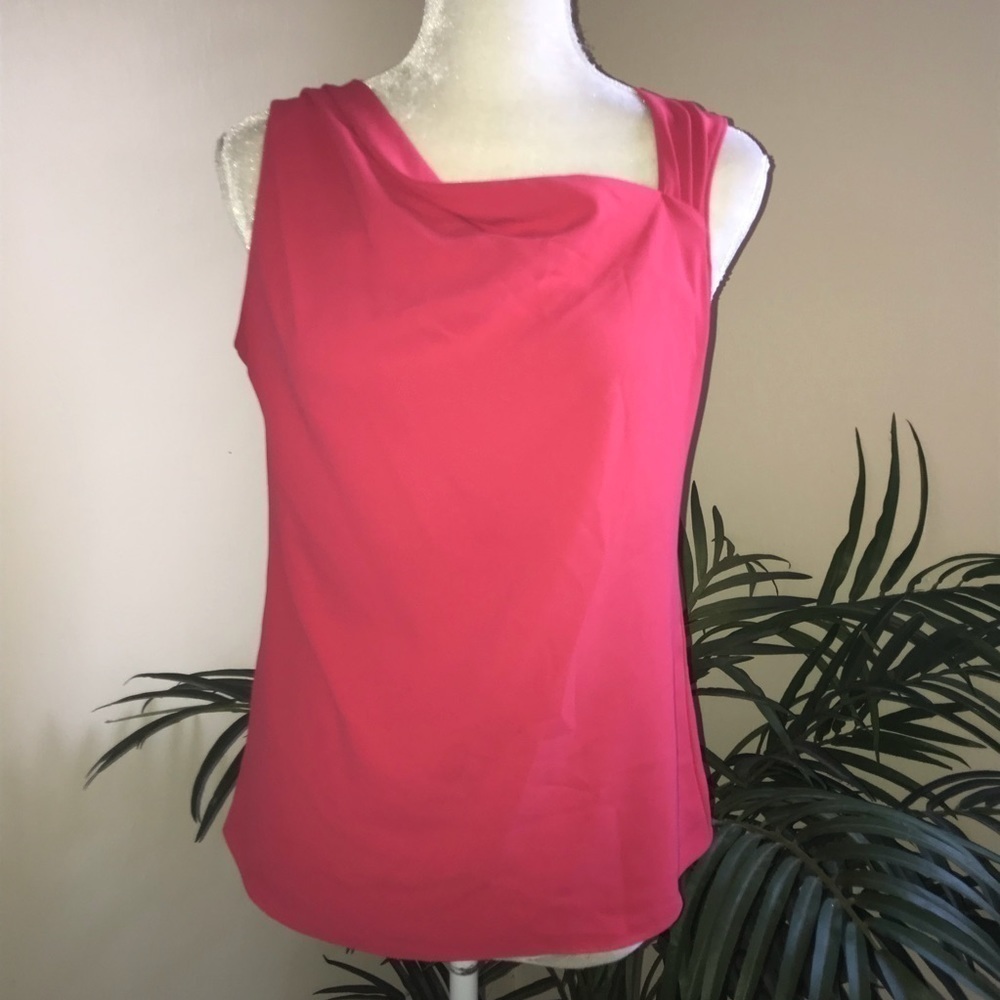 Tahari Draped Front Sleeveless Poly Top S